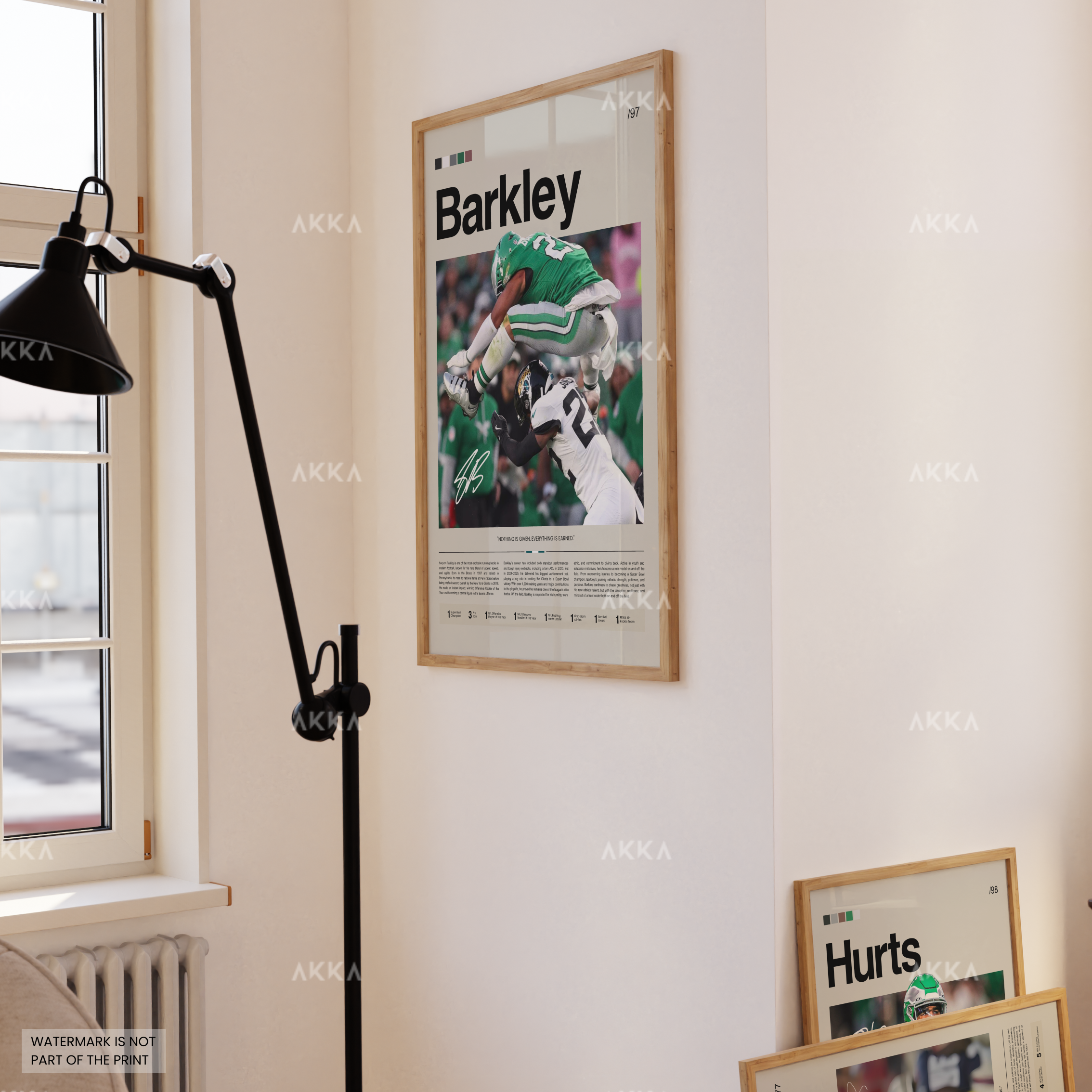 Saquon Barkley Poster, Barkley Eagles Print, Framed Philadelphia Eagles Art, Saquon Barkley Wall Decor, NFL Print Fan Gift Idea, Eagles Art