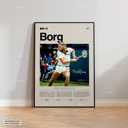 Björn Borg tennis poster inspired by a timeless icon of Wimbledon and world tennis