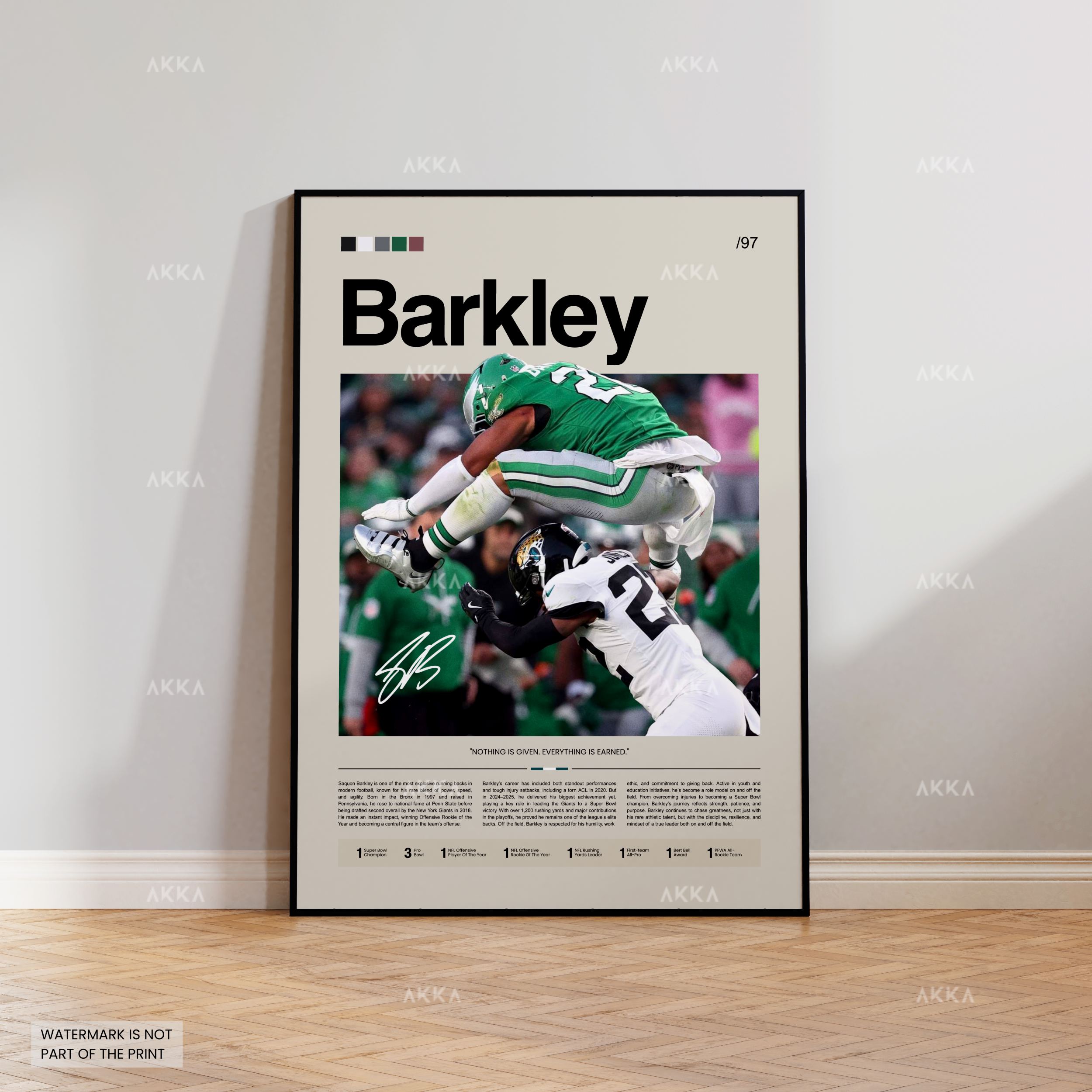 Saquon Barkley Poster, Barkley Eagles Print, Framed Philadelphia Eagles Art, Saquon Barkley Wall Decor, NFL Print Fan Gift Idea, Eagles Art