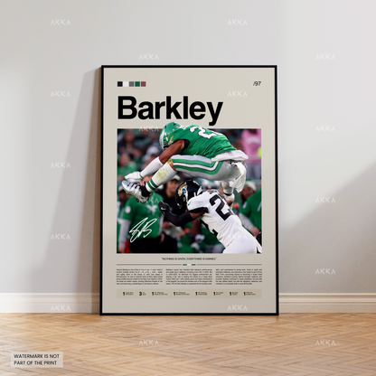 Saquon Barkley Poster, Barkley Eagles Print, Framed Philadelphia Eagles Art, Saquon Barkley Wall Decor, NFL Print Fan Gift Idea, Eagles Art