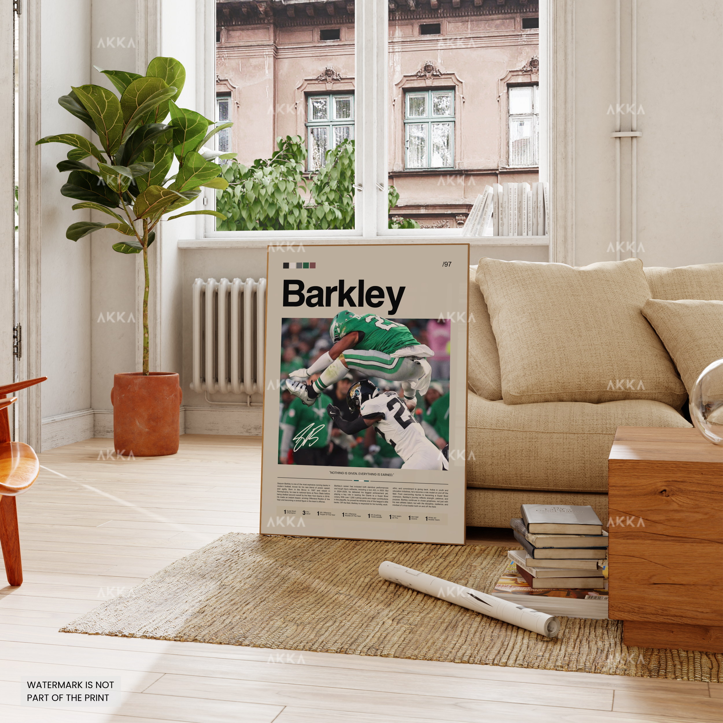 Saquon Barkley Poster, Barkley Eagles Print, Framed Philadelphia Eagles Art, Saquon Barkley Wall Decor, NFL Print Fan Gift Idea, Eagles Art