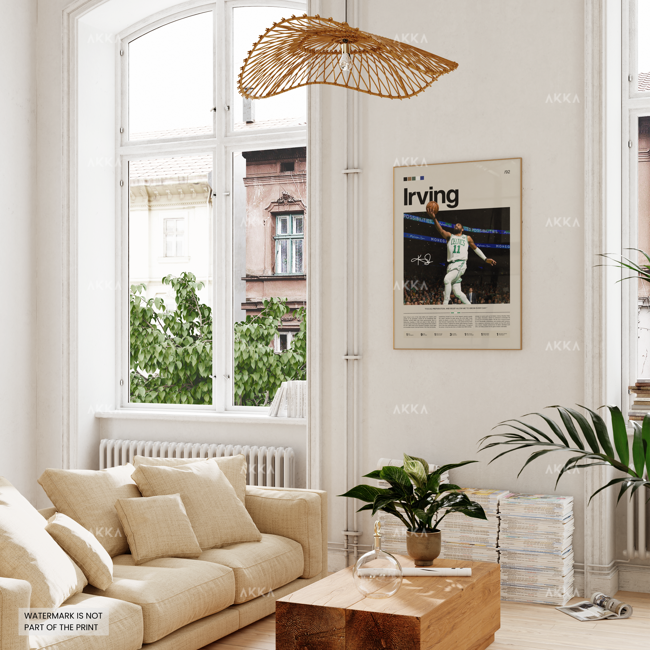 Kyrie Irving Boston Celtics Print in living room