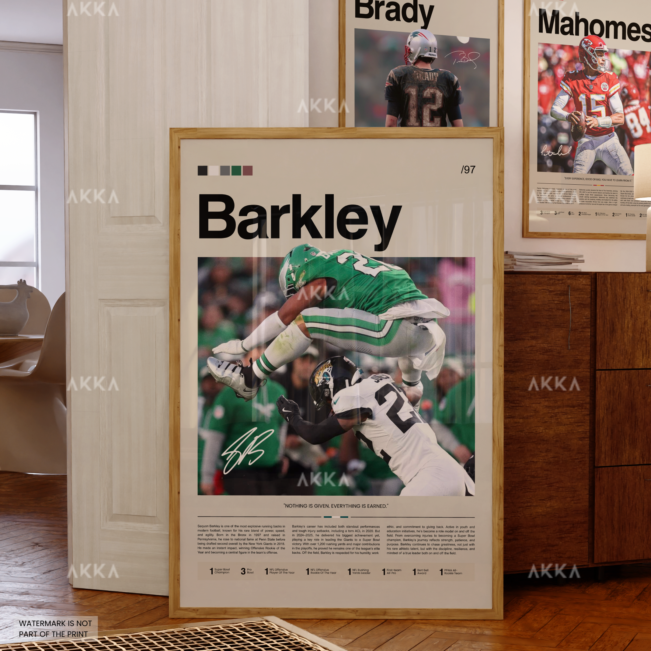 Saquon Barkley Poster, Barkley Eagles Print, Framed Philadelphia Eagles Art, Saquon Barkley Wall Decor, NFL Print Fan Gift Idea, Eagles Art