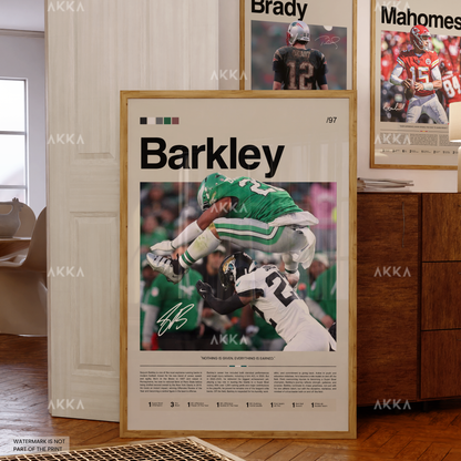 Saquon Barkley Poster, Barkley Eagles Print, Framed Philadelphia Eagles Art, Saquon Barkley Wall Decor, NFL Print Fan Gift Idea, Eagles Art