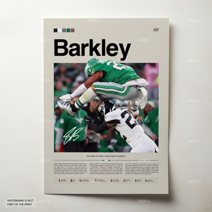 Saquon Barkley Poster, Barkley Eagles Print, Framed Philadelphia Eagles Art, Saquon Barkley Wall Decor, NFL Print Fan Gift Idea, Eagles Art