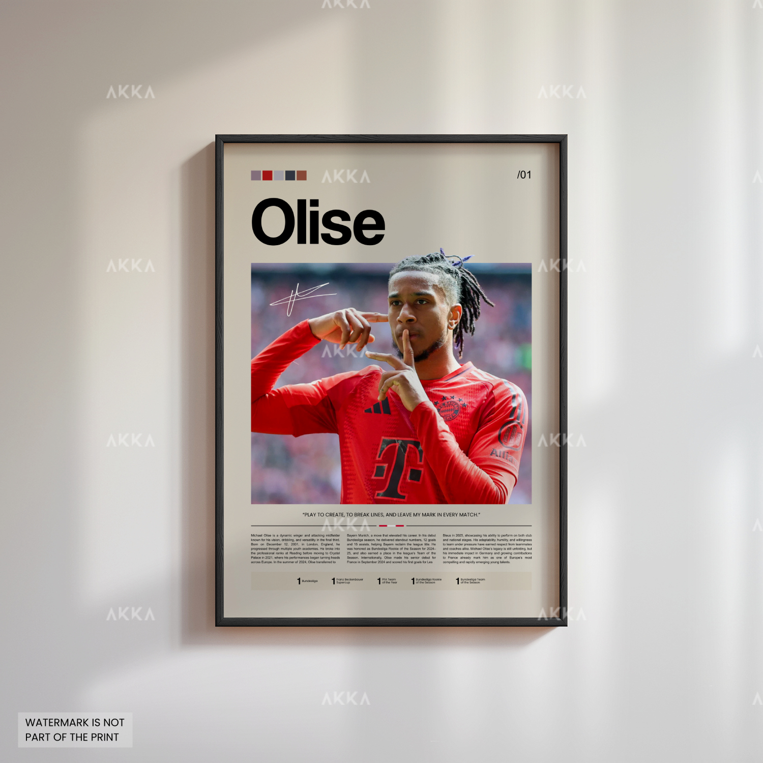 Michael Olise Poster | Bayern Munich Print, Framed & Digital