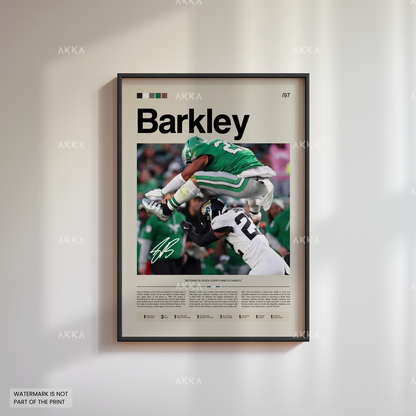 Saquon Barkley Poster, Barkley Eagles Print, Framed Philadelphia Eagles Art, Saquon Barkley Wall Decor, NFL Print Fan Gift Idea, Eagles Art