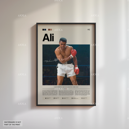 Muhammad Ali boxing poster with black frame