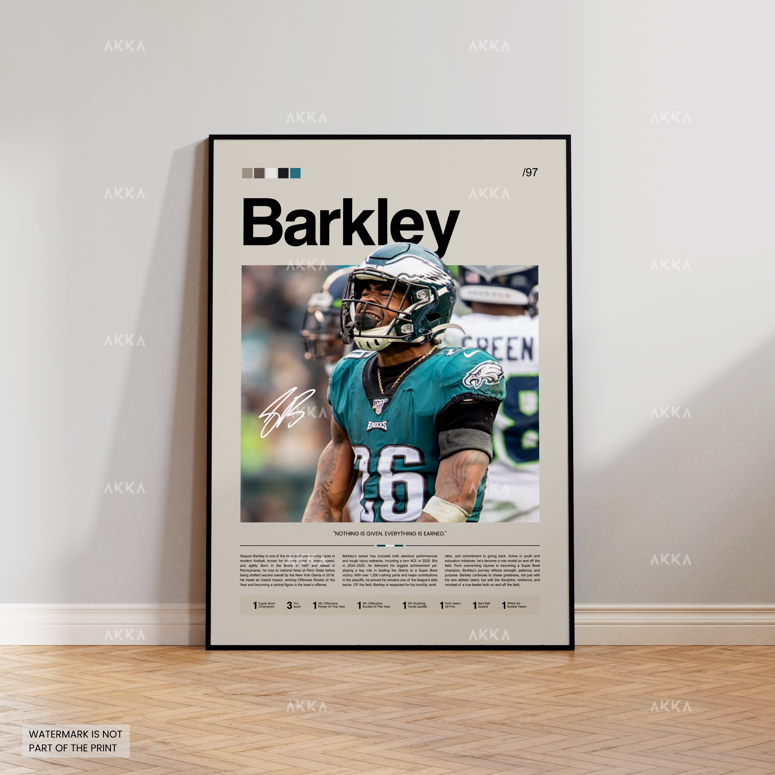 Saquon Barkley Poster, Barkley Eagles Print, Framed Philadelphia Eagles Art, Saquon Barkley Wall Decor, NFL Print Fan Gift Idea, Eagles Art