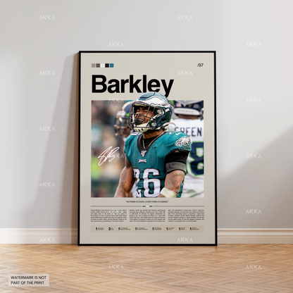 Saquon Barkley Poster, Barkley Eagles Print, Framed Philadelphia Eagles Art, Saquon Barkley Wall Decor, NFL Print Fan Gift Idea, Eagles Art