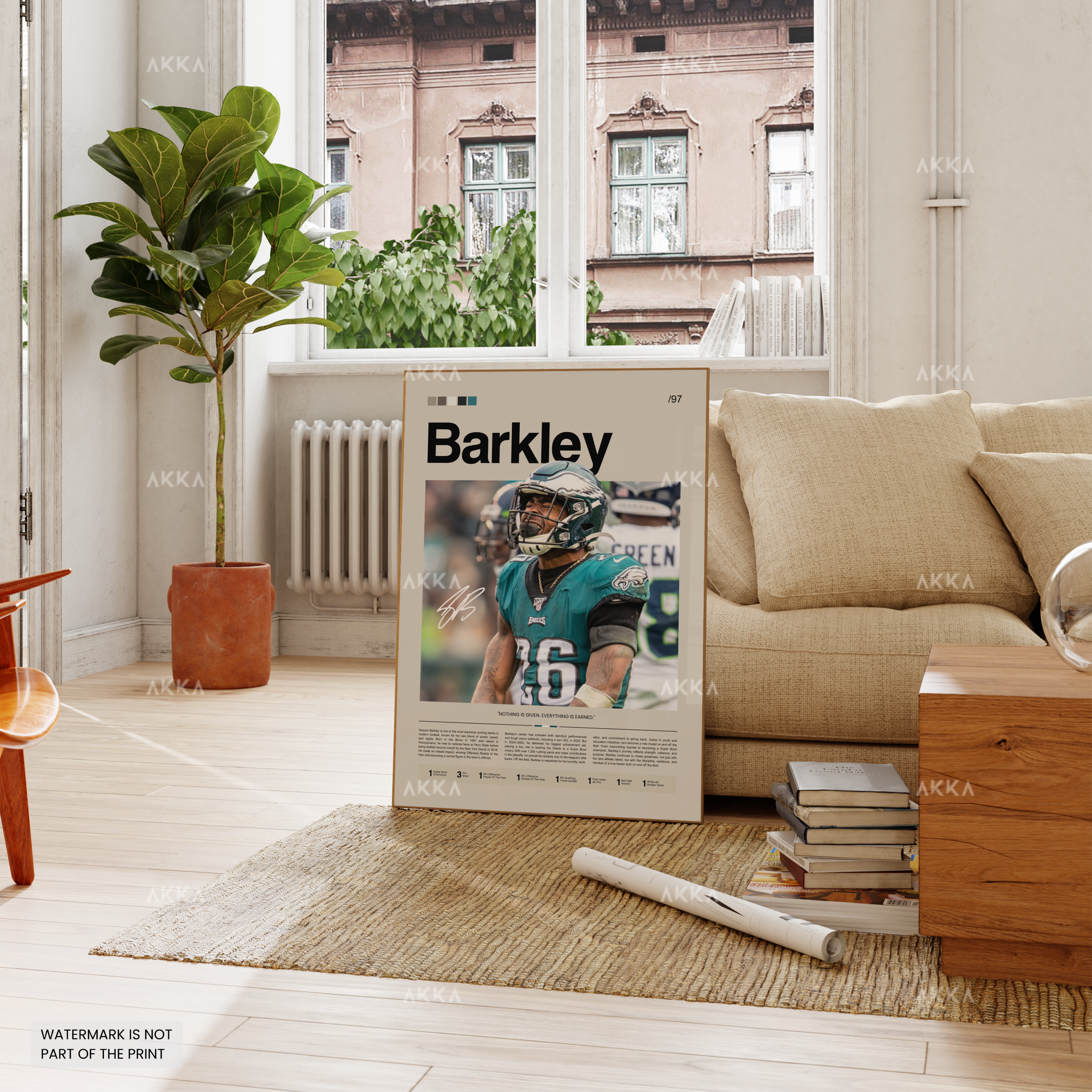 Saquon Barkley Poster, Barkley Eagles Print, Framed Philadelphia Eagles Art, Saquon Barkley Wall Decor, NFL Print Fan Gift Idea, Eagles Art