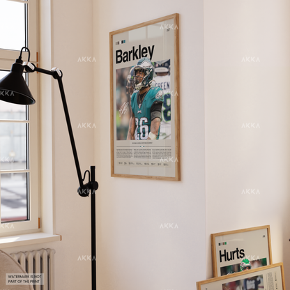 Saquon Barkley Poster, Barkley Eagles Print, Framed Philadelphia Eagles Art, Saquon Barkley Wall Decor, NFL Print Fan Gift Idea, Eagles Art