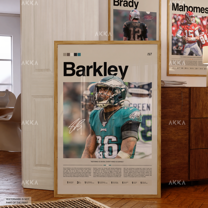 Saquon Barkley Poster, Barkley Eagles Print, Framed Philadelphia Eagles Art, Saquon Barkley Wall Decor, NFL Print Fan Gift Idea, Eagles Art