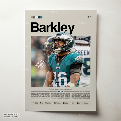 Saquon Barkley Poster, Barkley Eagles Print, Framed Philadelphia Eagles Art, Saquon Barkley Wall Decor, NFL Print Fan Gift Idea, Eagles Art