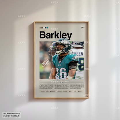 Saquon Barkley Poster, Barkley Eagles Print, Framed Philadelphia Eagles Art, Saquon Barkley Wall Decor, NFL Print Fan Gift Idea, Eagles Art
