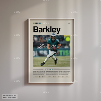 Saquon Barkley Poster, Barkley Eagles Print, Framed Philadelphia Eagles Art, Saquon Barkley Wall Decor, NFL Print Fan Gift Idea, Eagles Art