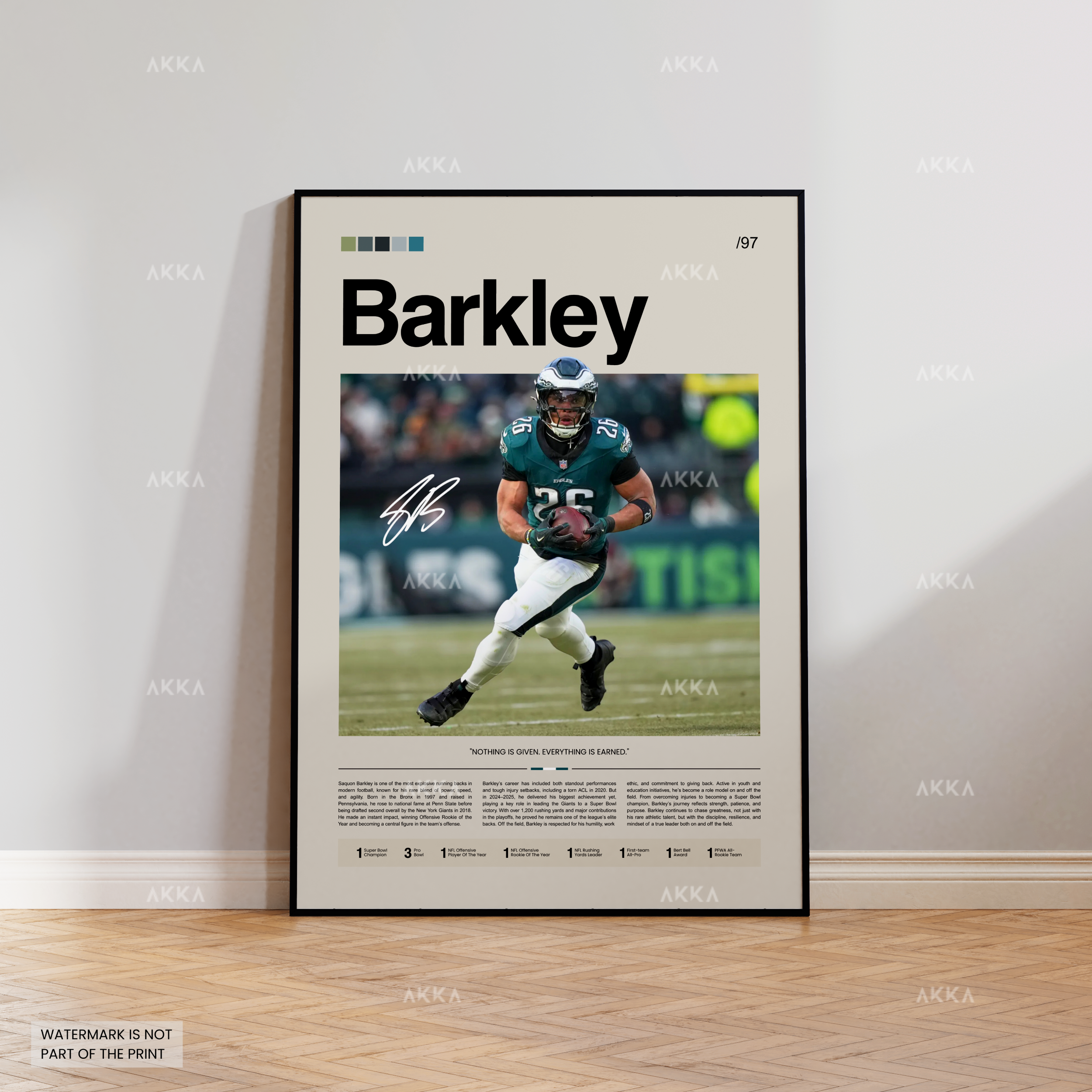 Saquon Barkley Poster, Barkley Eagles Print, Framed Philadelphia Eagles Art, Saquon Barkley Wall Decor, NFL Print Fan Gift Idea, Eagles Art