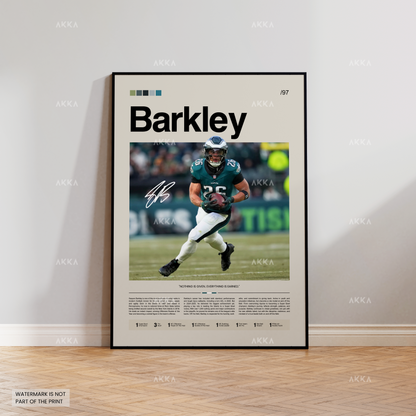 Saquon Barkley Poster, Barkley Eagles Print, Framed Philadelphia Eagles Art, Saquon Barkley Wall Decor, NFL Print Fan Gift Idea, Eagles Art