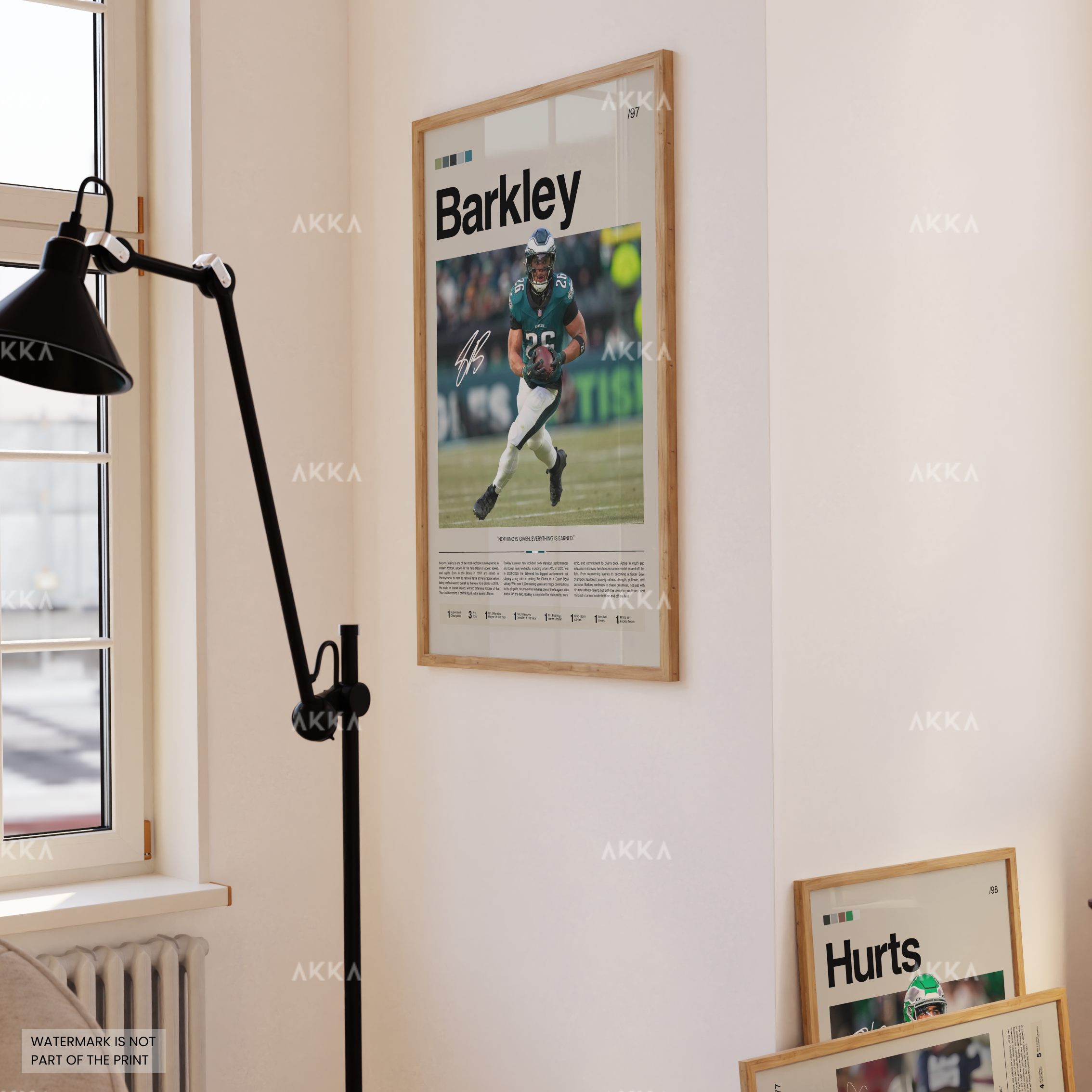 Saquon Barkley Poster, Barkley Eagles Print, Framed Philadelphia Eagles Art, Saquon Barkley Wall Decor, NFL Print Fan Gift Idea, Eagles Art