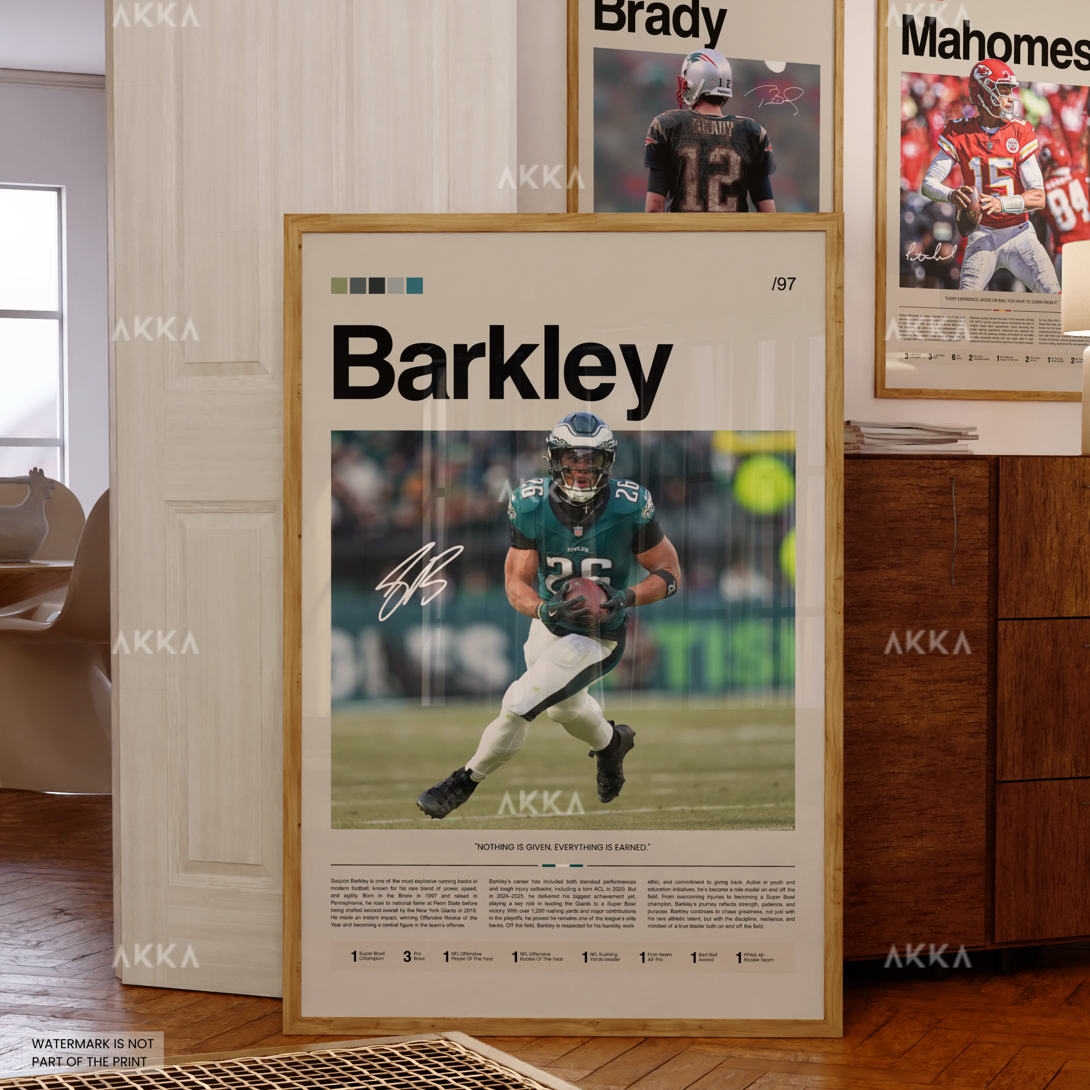 Saquon Barkley Poster, Barkley Eagles Print, Framed Philadelphia Eagles Art, Saquon Barkley Wall Decor, NFL Print Fan Gift Idea, Eagles Art