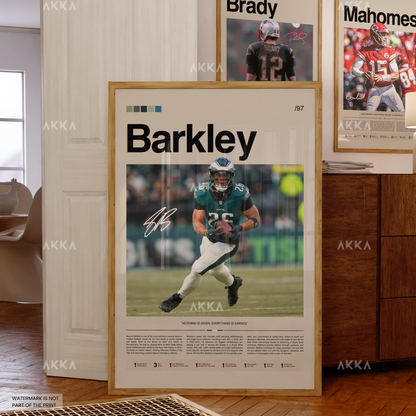 Saquon Barkley Poster, Barkley Eagles Print, Framed Philadelphia Eagles Art, Saquon Barkley Wall Decor, NFL Print Fan Gift Idea, Eagles Art