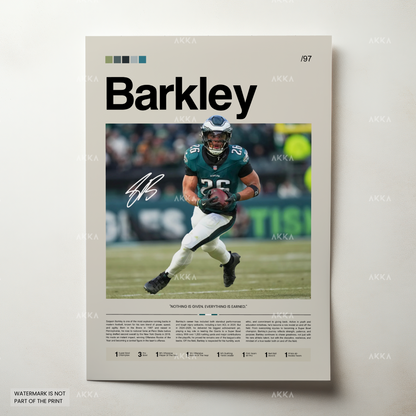 Saquon Barkley Poster, Barkley Eagles Print, Framed Philadelphia Eagles Art, Saquon Barkley Wall Decor, NFL Print Fan Gift Idea, Eagles Art