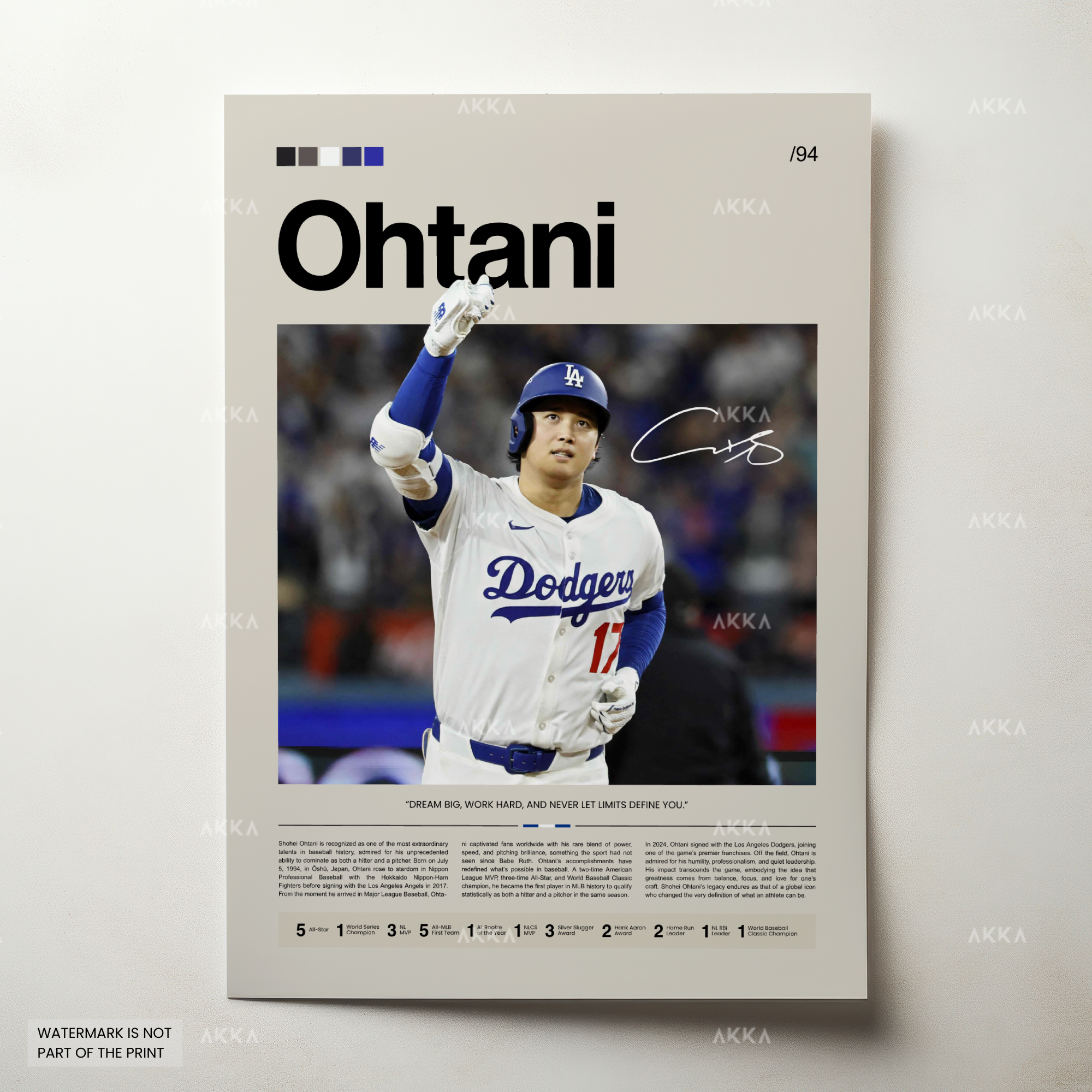 Shohei Ohtani ドジャース アートポスター A1版　① Shohei Ohtani Dodgers Poster – MLB Wall Art – Akka Print