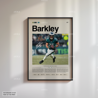 Saquon Barkley Poster, Barkley Eagles Print, Framed Philadelphia Eagles Art, Saquon Barkley Wall Decor, NFL Print Fan Gift Idea, Eagles Art