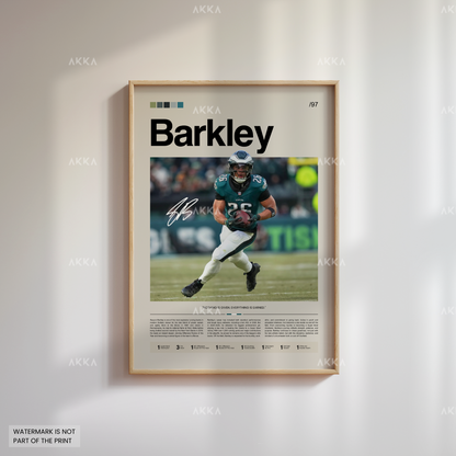 Saquon Barkley Poster, Barkley Eagles Print, Framed Philadelphia Eagles Art, Saquon Barkley Wall Decor, NFL Print Fan Gift Idea, Eagles Art