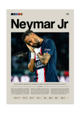 Neymar Jr Poster, Neymar PSG Print, Framed O'Ney Art, Football Fan Gift Idea, Neymar Jr Decor, Football PSG Poster
